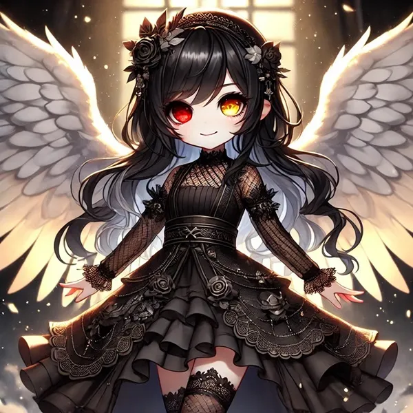 Ảnh kurumi tokisaki sexy một cô gái anime với mái tóc đen dài và đôi mắt đỏ mặc chiếc váy