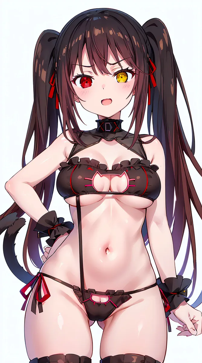 Ảnh tokisaki kurumi chibi nghệ sĩ kết xuất một người phụ nữ trong đồ lót và những bộ tạo dáng cho bức
