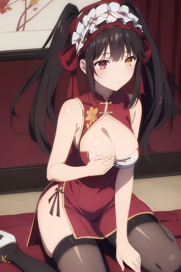 Ảnh kurumi tokisaki sexy có một người phụ nữ đang ngồi trên mặt đất với điện thoại di động