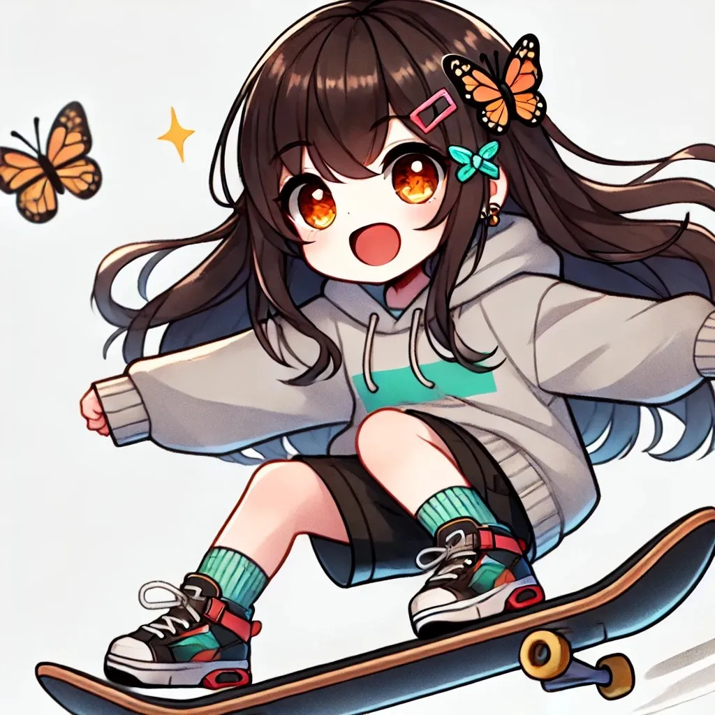 Ảnh lingsha hentai có một cô gái đang lái chiếc ván trượt trong không khí