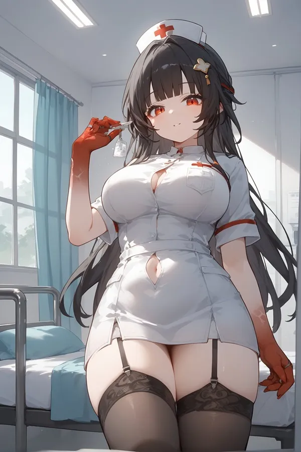 Ảnh lingsha hentai có một người phụ nữ mặc đồng phục của tá tạo dáng cho bức tranh