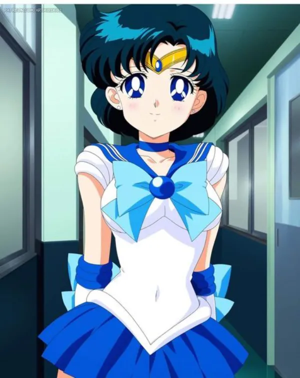 Ảnh mizuno ami hentai có một người phụ nữ trong bộ đồ thủy thủ đứng trên hành lang