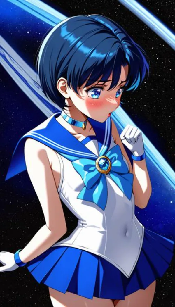 Ảnh mizuno ami hentai cô gái anime trong trang phục thủy thủ đứng trước hành tinh