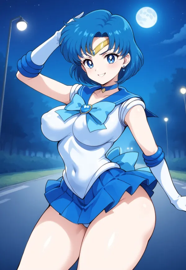 Ảnh mizuno ami hentai có một người phụ nữ trong bộ đồ thủy thủ tạo dáng cho bức tranh