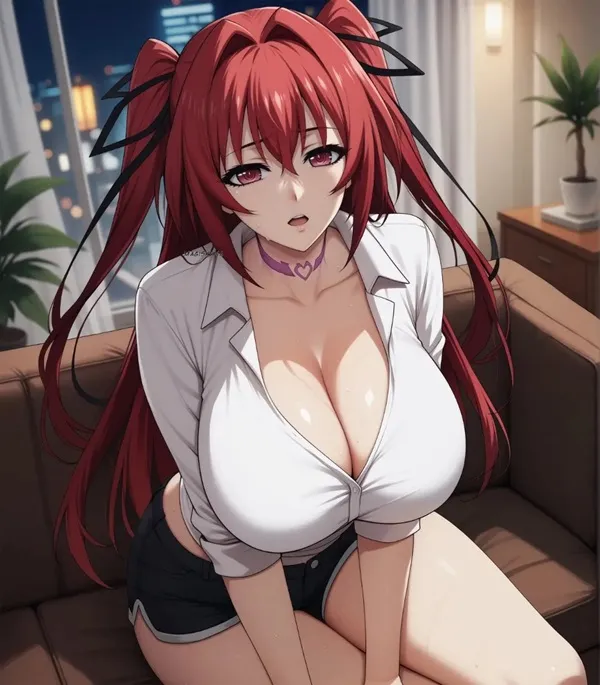Naruse mio bikini hình ảnh một người phụ nữ có mái tóc đỏ ngồi trên chiếc ghế dài