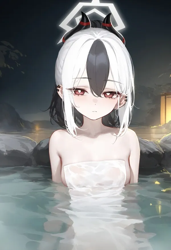 Ảnh onikata kayoko chibi có một cô gái đang trong nước với chiếc mũ trên