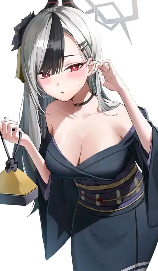 Ảnh onikata kayoko cute hình một người phụ nữ trong bộ trang phục kimono cầm ví