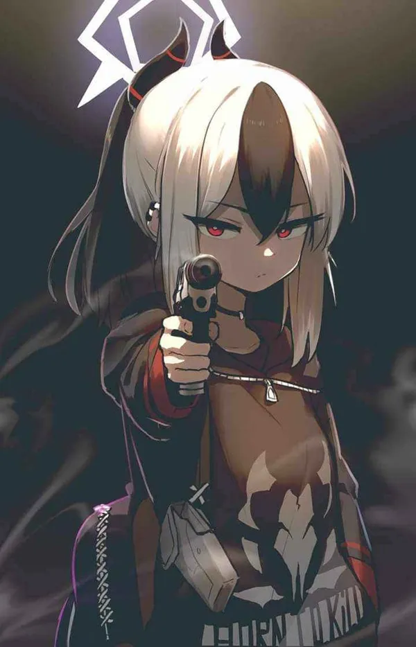 Ảnh onikata kayoko hentai có một cô gái anime với khẩu súng trong tay