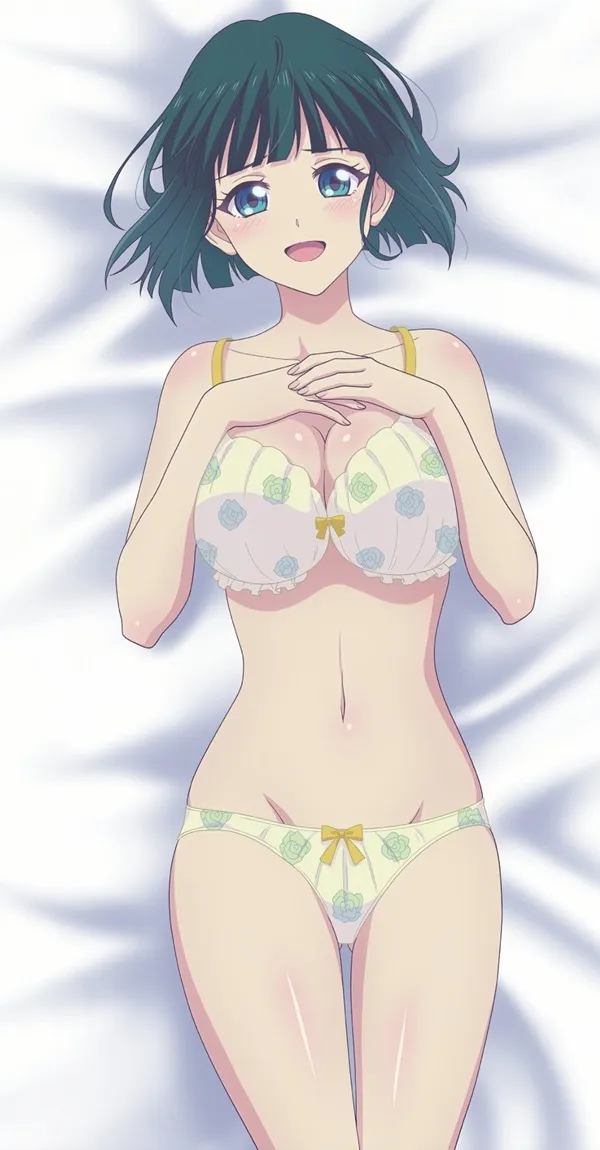 Ảnh ono shiragiku bikini có một bản vẽ của người phụ nữ trong bộ nằm trên giường