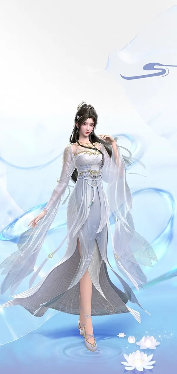 Ảnh qing yi sexy có một người phụ nữ đang đứng trong nước mặc chiếc váy