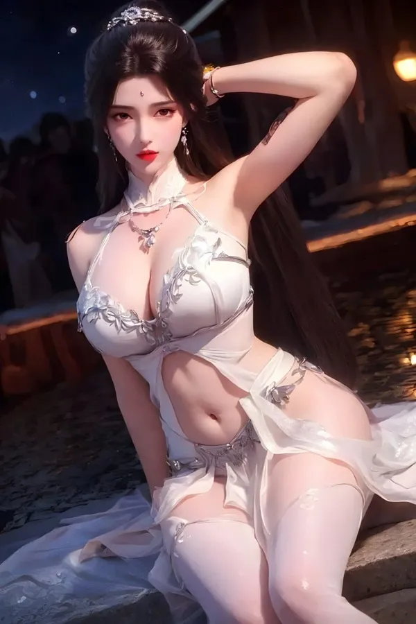 Ảnh qing yi sexy người phụ nữ châu khỏa thân mặc đồ lót trắng tạo dáng cho một bức tranh