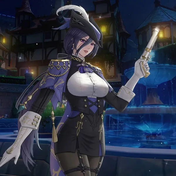 Ảnh clorinde hentai một hình của người phụ nữ mặc trang phục cầm thanh kiếm