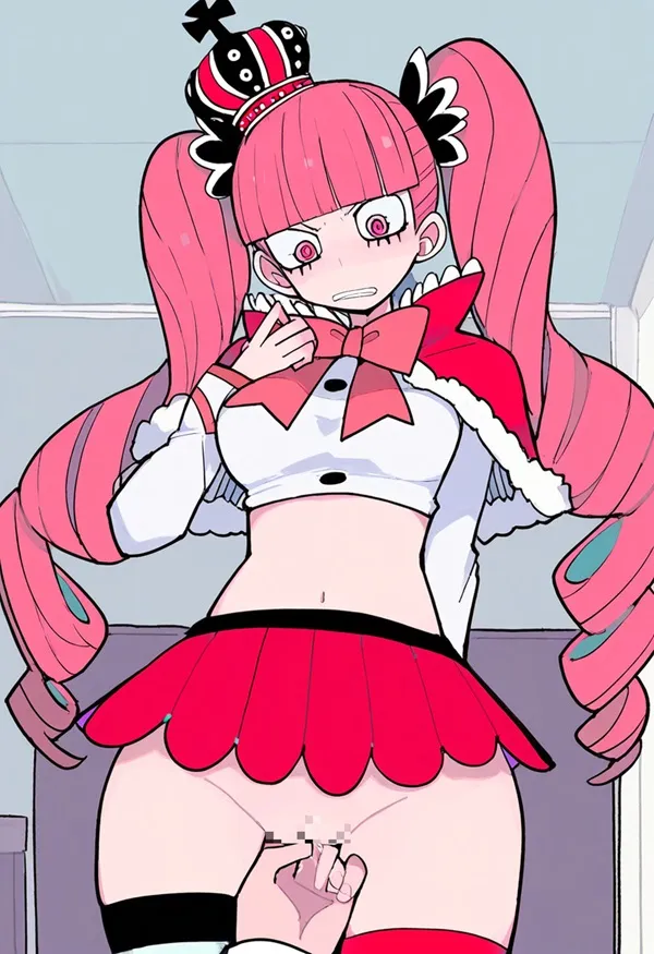 Ảnh sex hentai one piece có một hình hoạt của người phụ nữ mái tóc màu hồng và váy