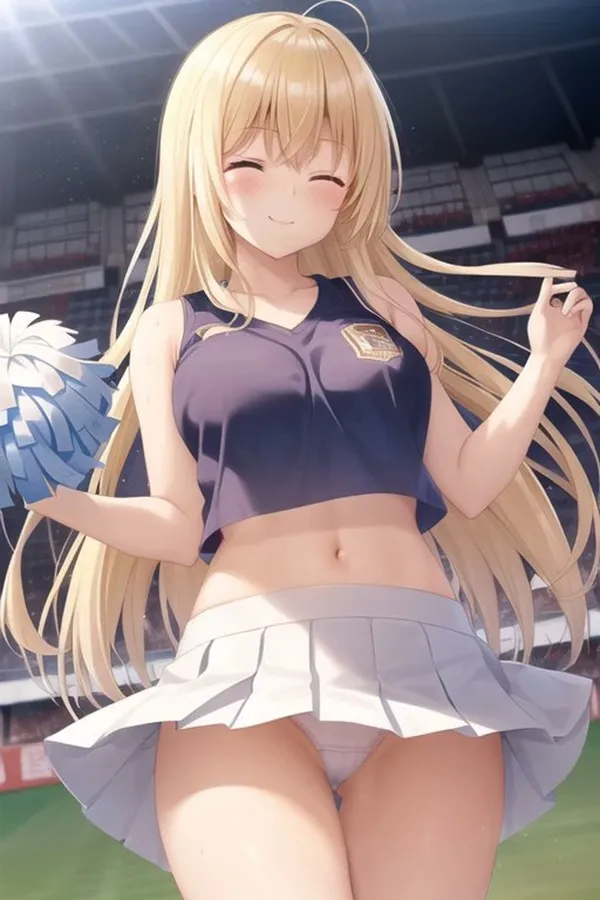 Ảnh shiina mahiru cute một cô gái anime trong bộ trang phục cổ vũ cầm pom