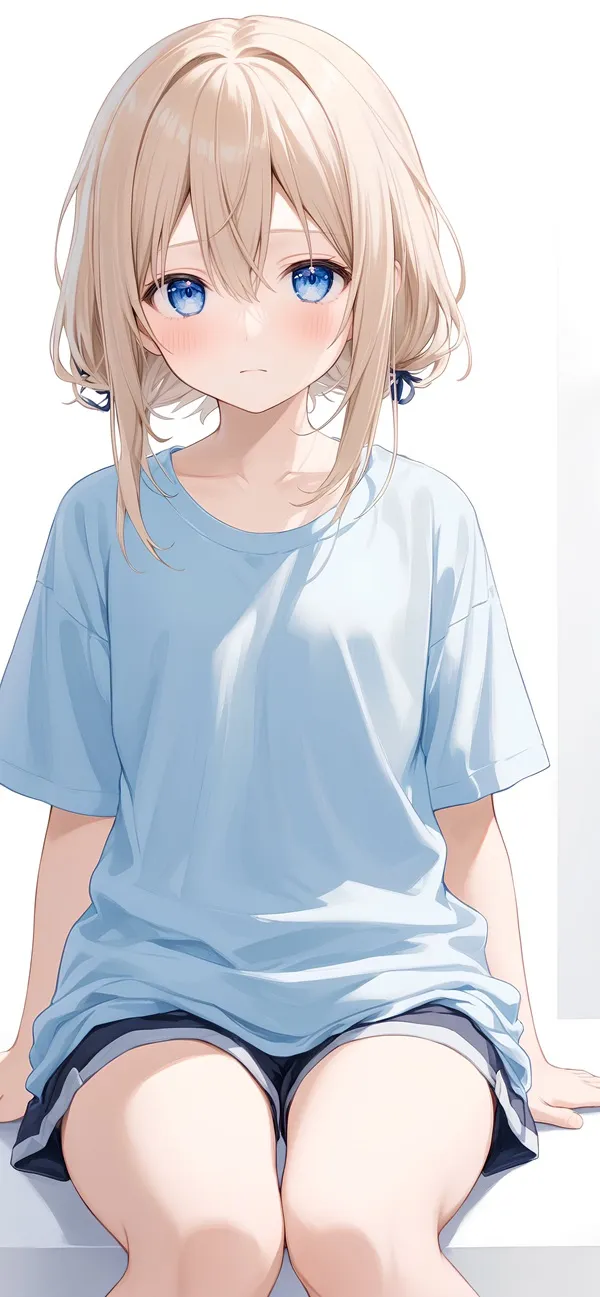 Ảnh cosplay shiina mahiru chân dung của một cô gái ngồi trên bệ cửa sổ với đôi mắt xanh