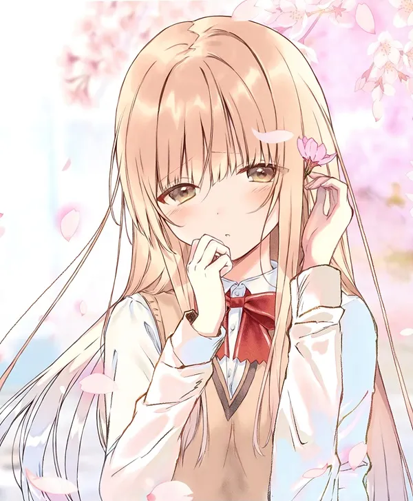 Ảnh shiina mahiru sexy có một cô gái anime với mái tóc dài và chiếc nơ cà vạt