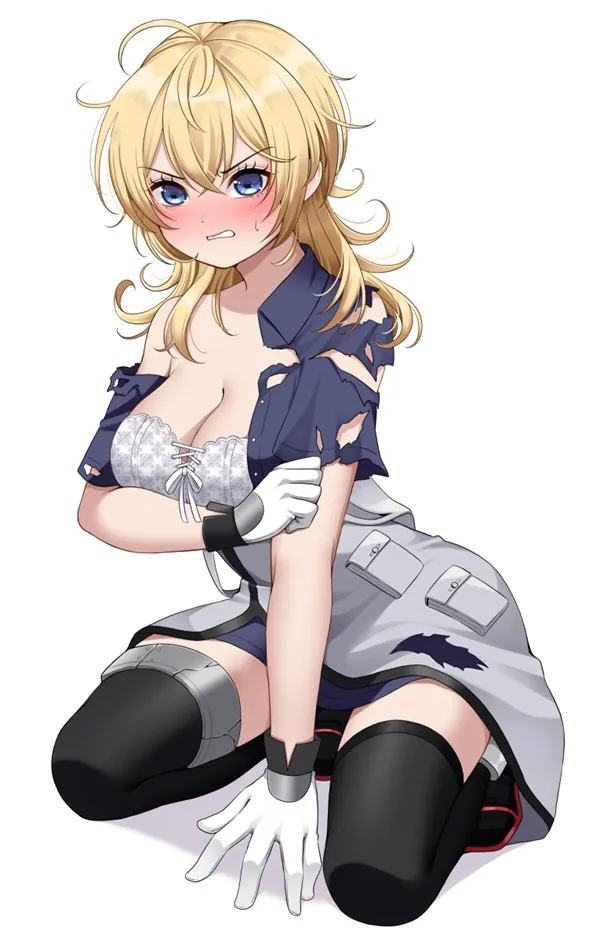 Ảnh shimakaze cute có một người phụ nữ đang quỳ xuống bằng hai tay trên hông