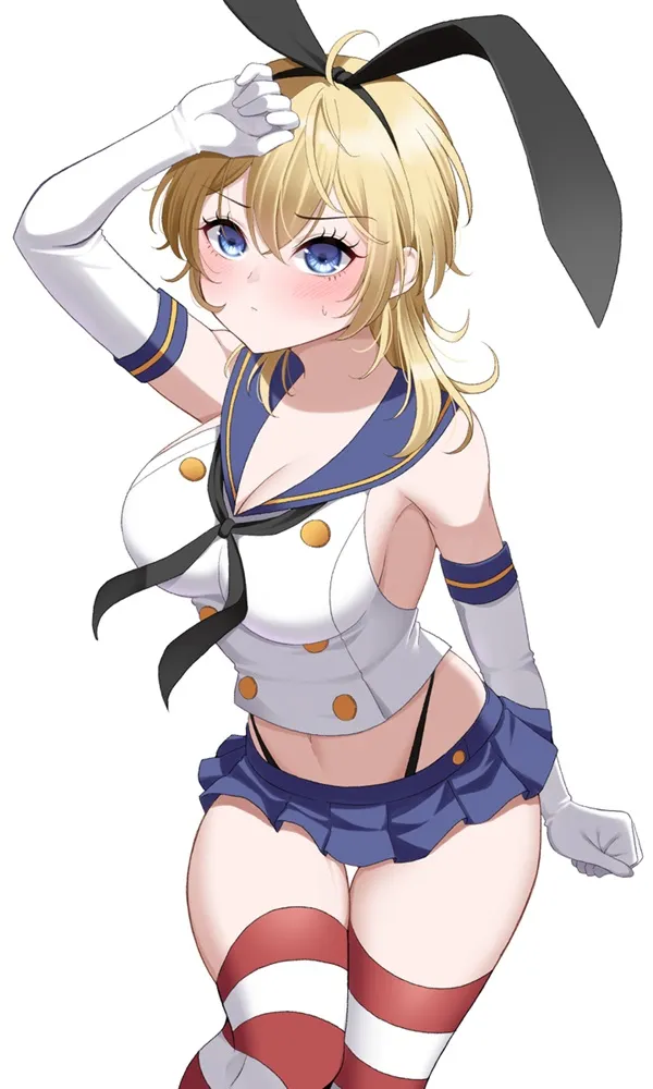 Ảnh shimakaze cute có một người phụ nữ trong trang phục thủy thủ tạo dáng cho bức tranh