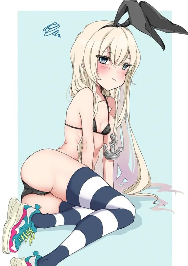 Ảnh shimakaze hentai có một bản vẽ của người phụ nữ mái tóc dài ngồi trên mặt đất
