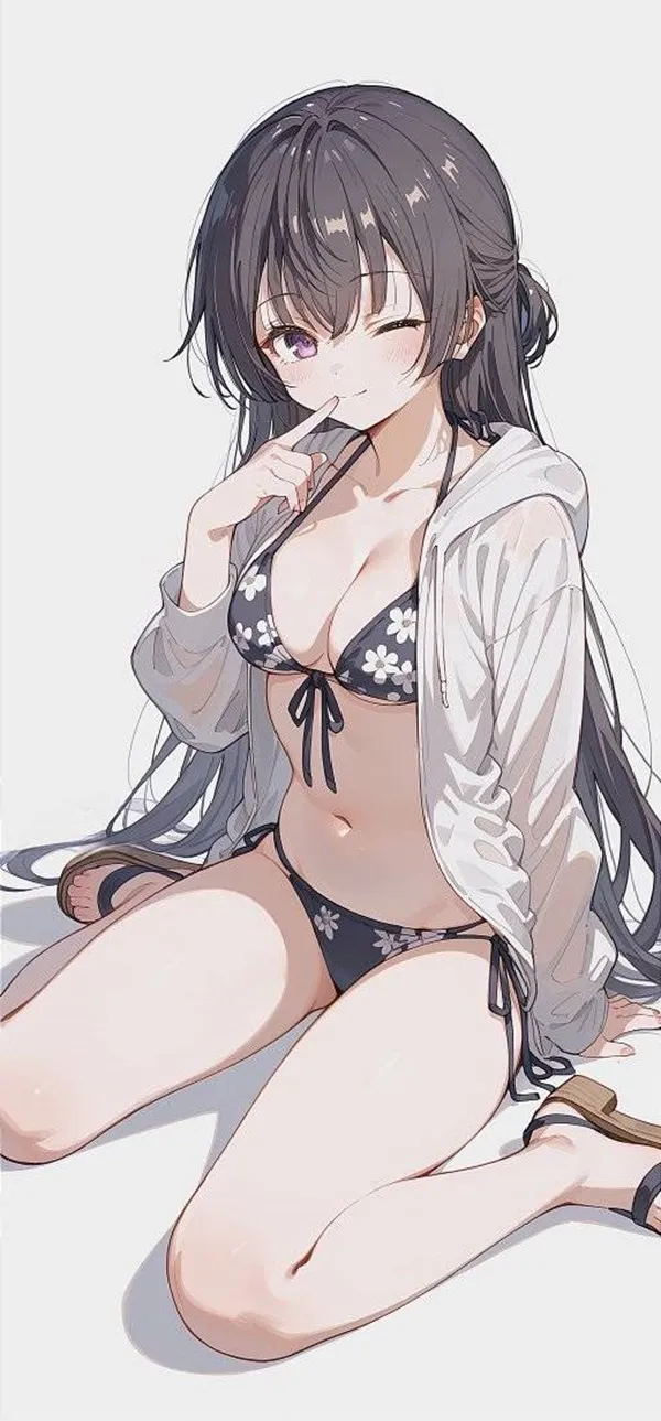 Ảnh suo yuki hentai không che có một người phụ nữ mặc bikini ngồi trên mặt đất