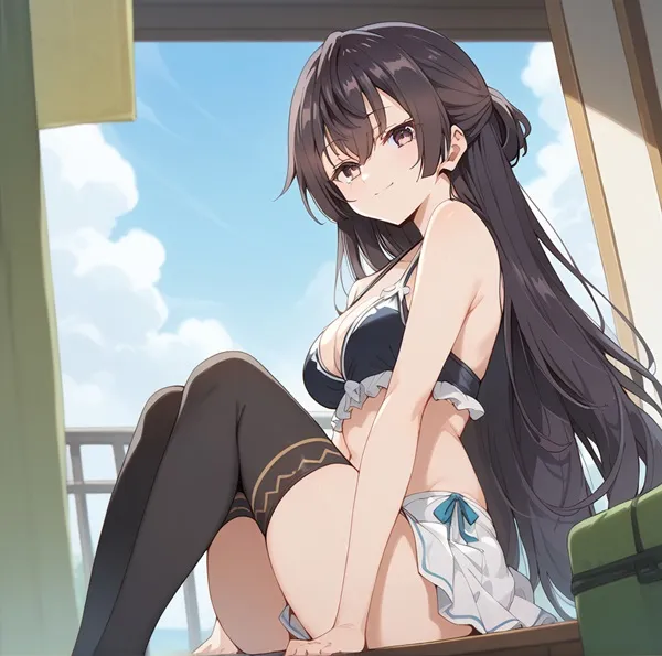 Ảnh suo yuki 18 có một người phụ nữ đang ngồi trên bệ cửa sổ