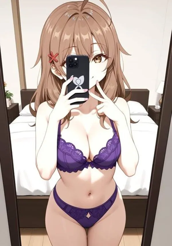 Ảnh suo yuki hentai có một người phụ nữ đang chụp bức của mình trong bộ đồ lót