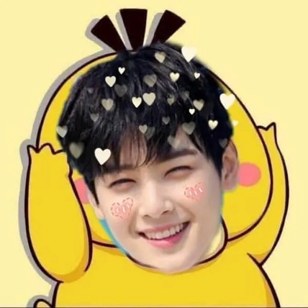 Ảnh trai đẹp cute có một hình hoạt của người đàn ông với trái tim trên đầu