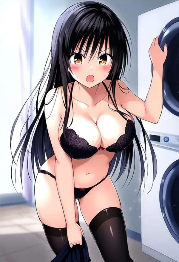 Ảnh yui kotegawa sexy đây là hình của một người phụ nữ trong bộ đồ lót bên cạnh máy giặt
