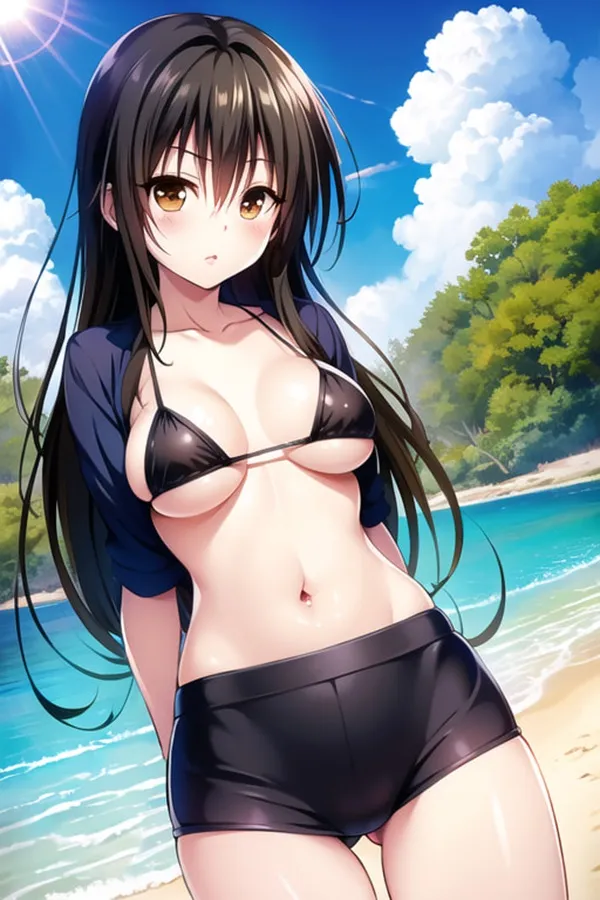Ảnh yui kotegawa bikini cô gái đồ bơi trong bộ trên bãi biển bên cạnh đại dương