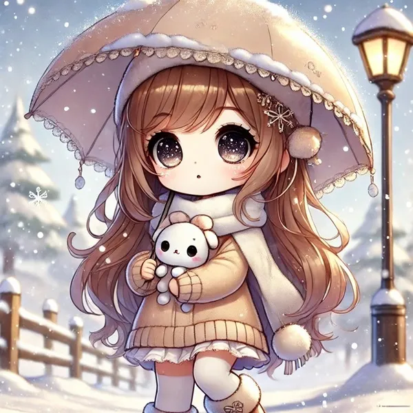 Ảnh yui kotegawa sexy cô gái anime với và gấu bông đang đi trên tuyết
