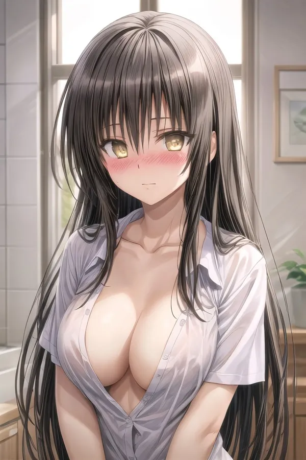 Ảnh yui kotegawa sexy có một người phụ nữ mái tóc đen dài tạo dáng trong phòng tắm
