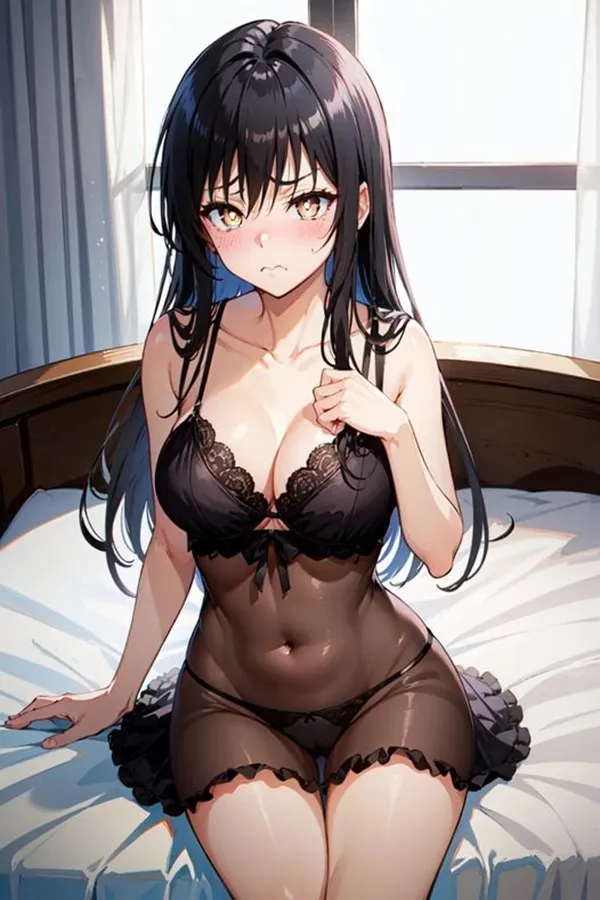 Ảnh yui kotegawa sexy có một người phụ nữ trong bộ đồ lót ngồi trên giường