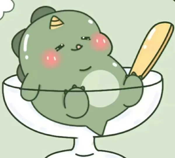 Đây là hình ảnh của một chiếc sundae kem hoạt với cái muỗng