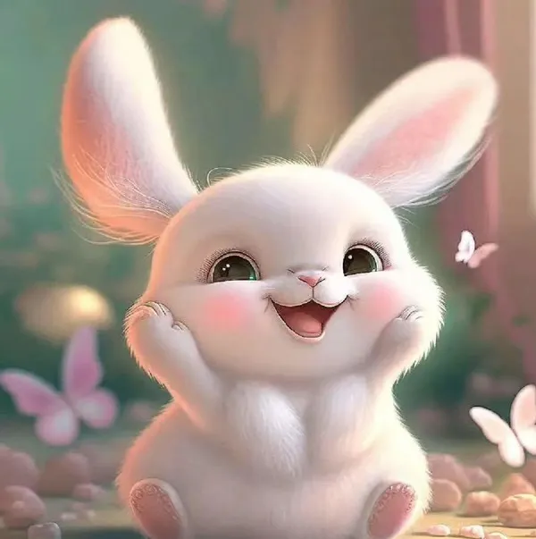 Có một con thỏ trắng đang ngồi trên mặt đất