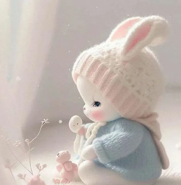 Có một con thỏ nhỏ đang ngồi cạnh chim