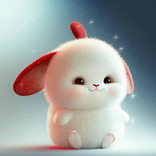 Có một con thỏ trắng với chiếc mũ đỏ trên đầu