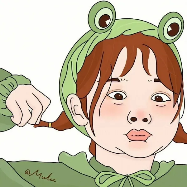 Có một bản vẽ của cô bé mặc trang phục ếch