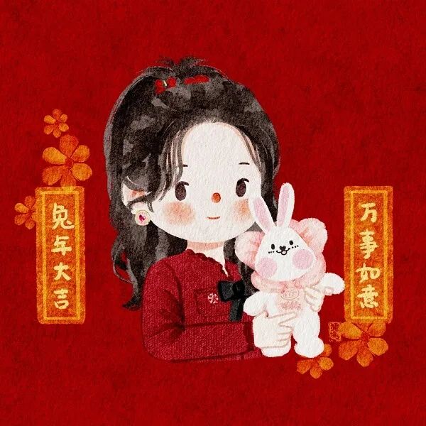 Có một cô gái đang cầm con thỏ trong tay