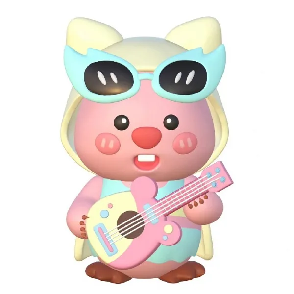 Có một động vật hoạt hình đeo kính râm và cầm guitar