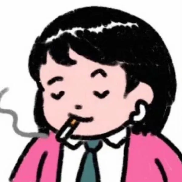 Hình minh họa của một cô gái hút thuốc lá trong khi mặc áo khoác màu hồng và cà vạt