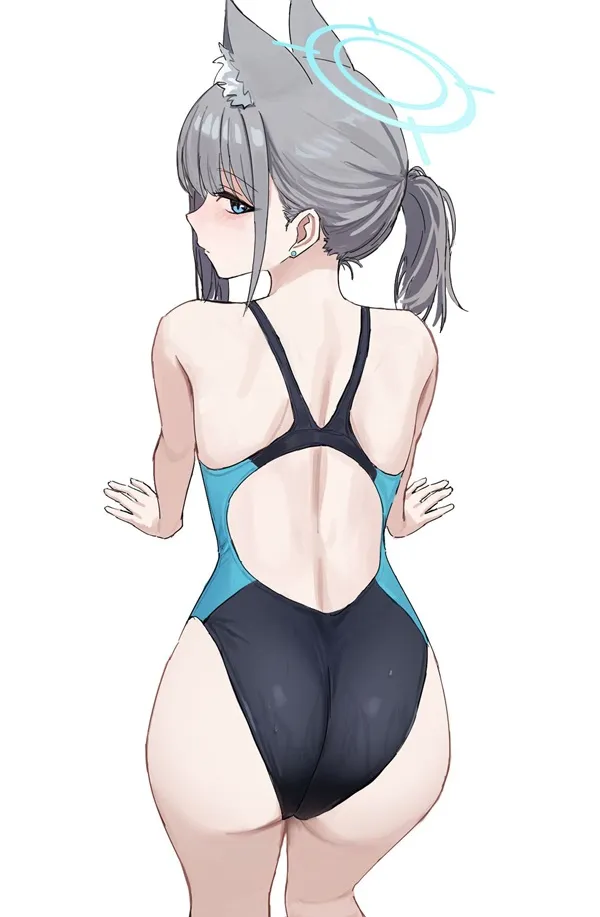 Hayase yuuka bikini hình ảnh hoạt của một người phụ nữ mặc đồ bơi màu đen và xanh với đôi cánh thiên thần