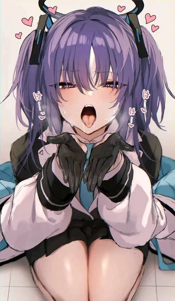 Ảnh hayase yuuka hentai có một cô gái anime ngồi trên sàn nhà với hai tay ngực