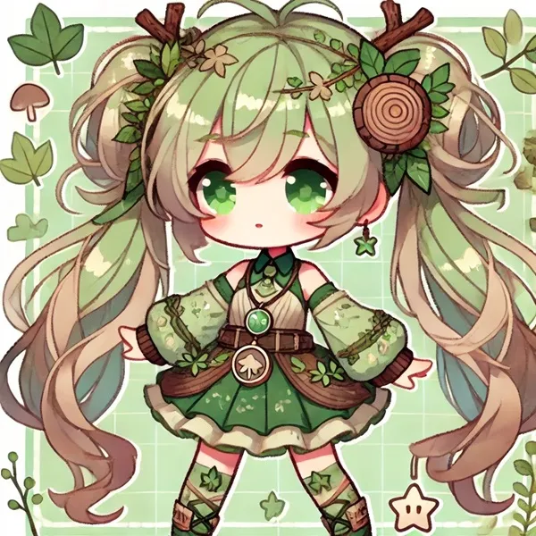 Hình ảnh cure wonderful một cô gái anime với mái tóc dài và đôi mắt màu xanh lá cây mặc váy