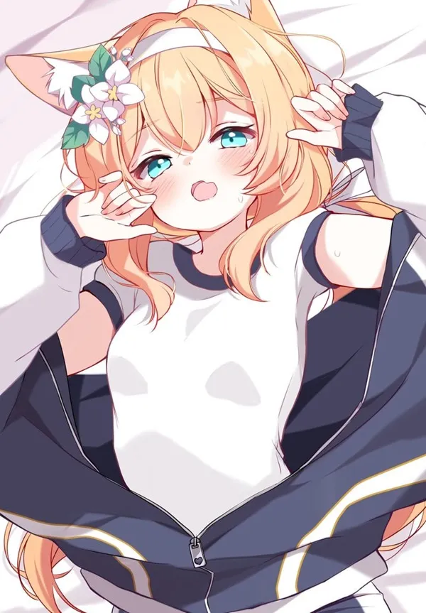 Ảnh iochi mari bikini nhân vật anime nữ nằm trên giường với đầu trong tay