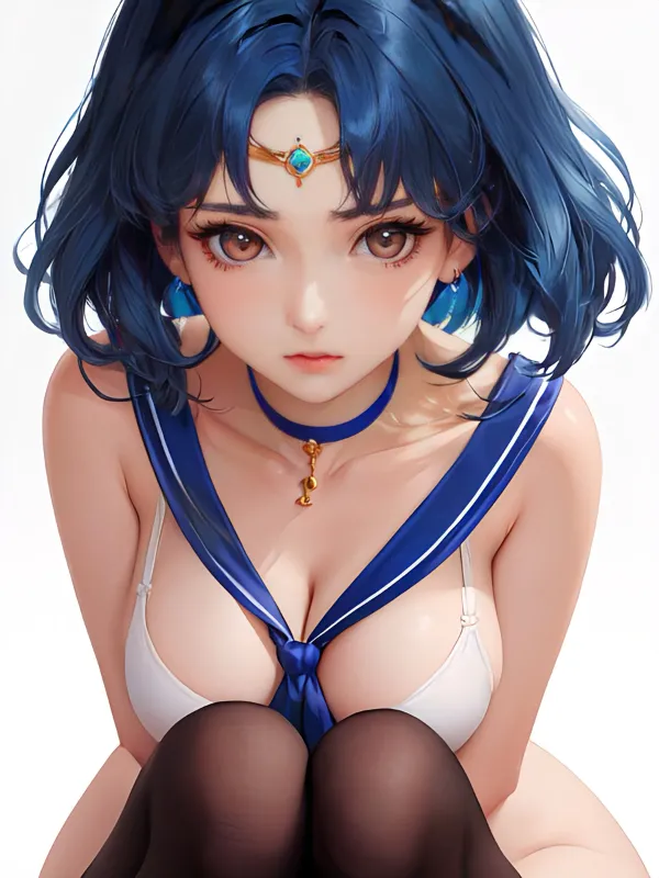Ảnh mizuno ami hentai có một người phụ nữ mái tóc xanh ngồi trên mặt đất