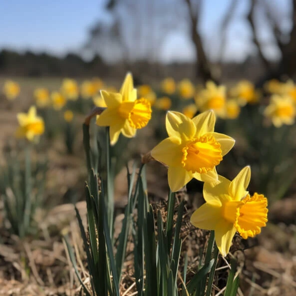 một cánh đồng của Daffores màu vàng hoa thủy tiên