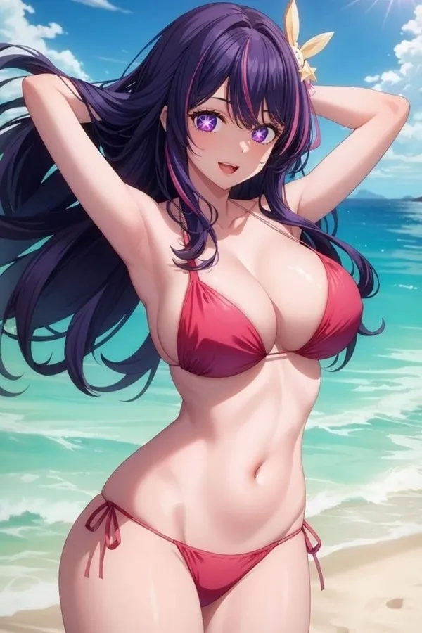 Ảnh hoshino ai hentai hình của một người phụ nữ mặc bikini trên bãi biển
