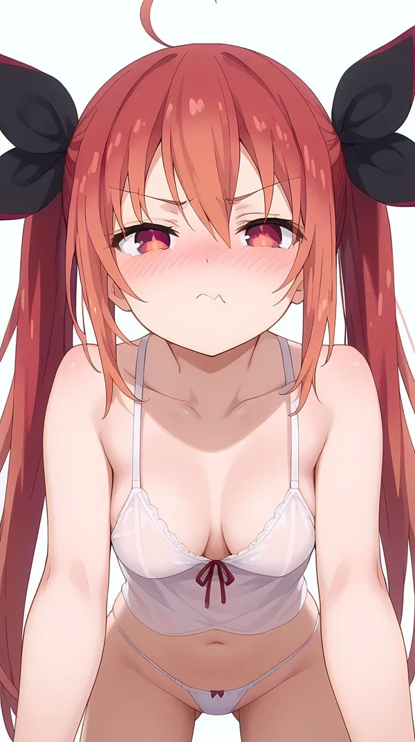 Ảnh kotori itsuka sexy có một người phụ nữ với mái tóc đỏ dài mặc áo ngực