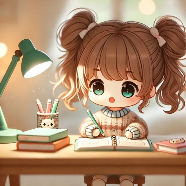 Kotori itsuka cosplay cô gái anime ngồi bàn làm việc với một cuốn sách và đèn