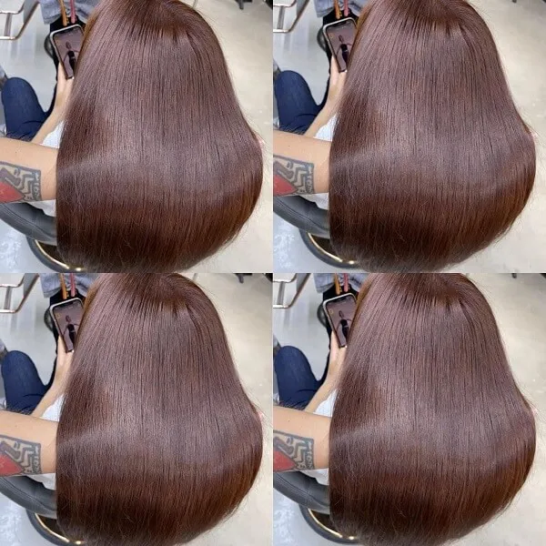Mẫu tóc nam ngắn đẹp đây là ảnh ghép của một người phụ nữ có mái nâu dài